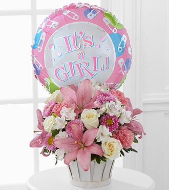 It's A Baby Girl Bouquet with Mylar Balloon