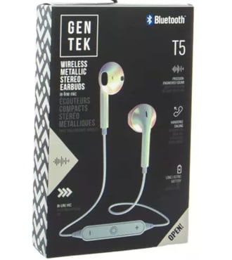 Gen Tek Bluetooth Wireless Metallic Earbuds with Microphone