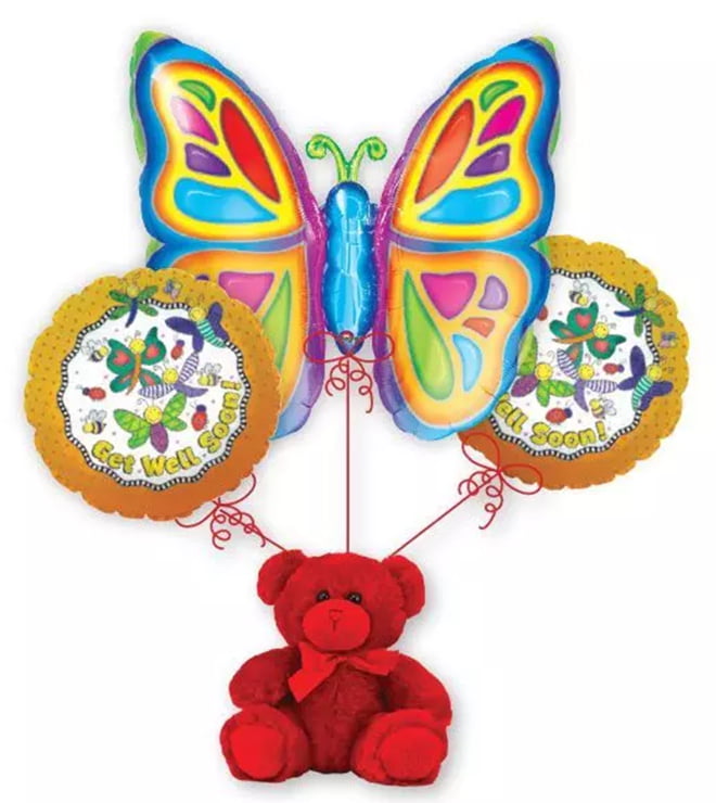 Get Well Butterfly Balloon Boquet