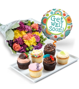 Cupcakes, Flowers & Balloon Gift Sets