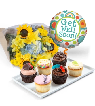 Cupcakes, Flowers & Balloon Gift Sets