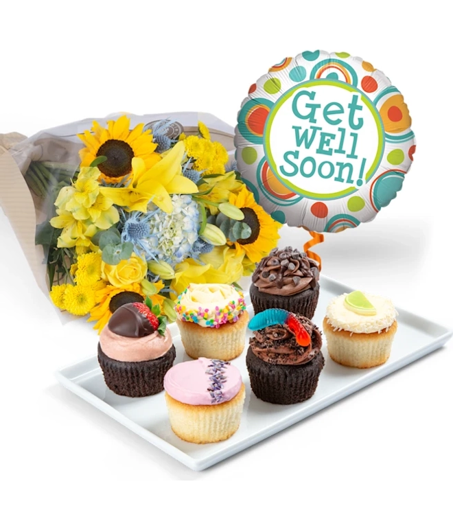 Cupcakes, Flowers & Balloon Gift Sets