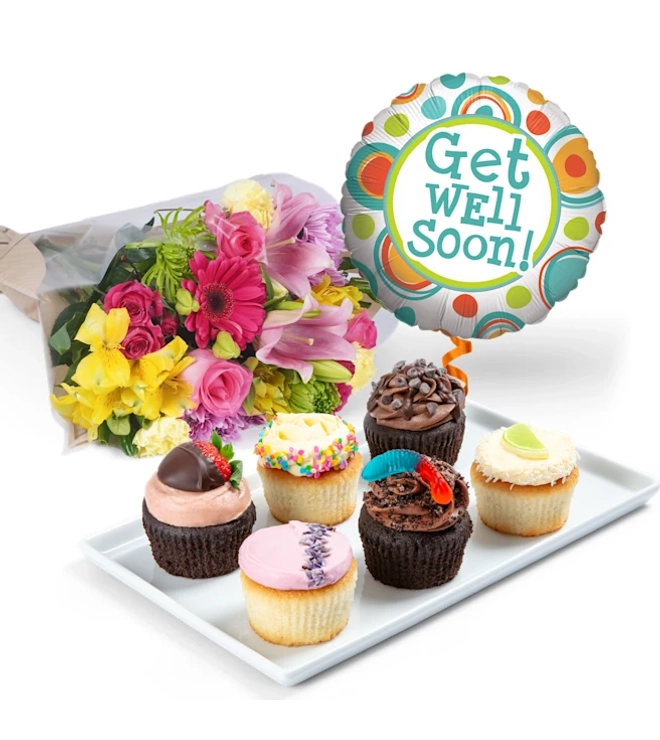 Cupcakes, Flowers & Balloon Gift Sets