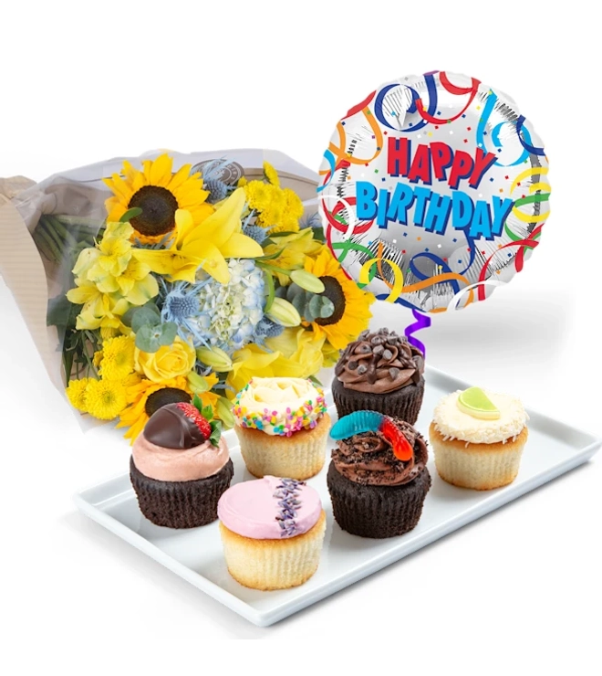 Cupcakes, Flowers & Balloon Gift Sets