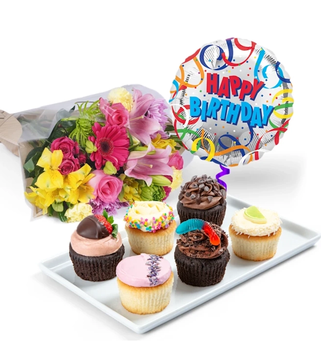 Cupcakes, Flowers & Balloon Gift Sets