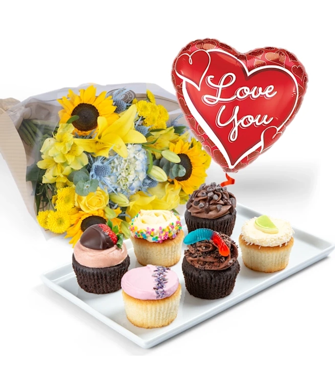 Cupcakes, Flowers & Balloon Gift Sets