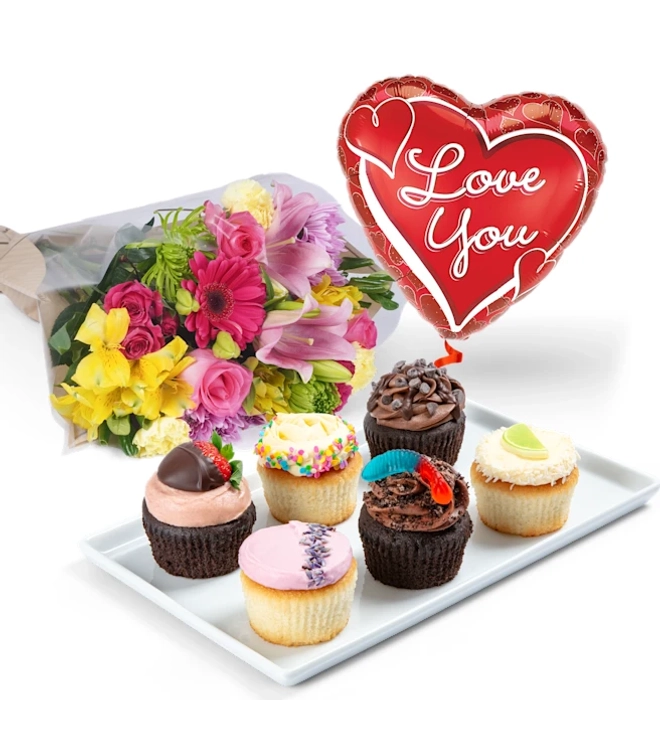 Cupcakes, Flowers & Balloon Gift Sets