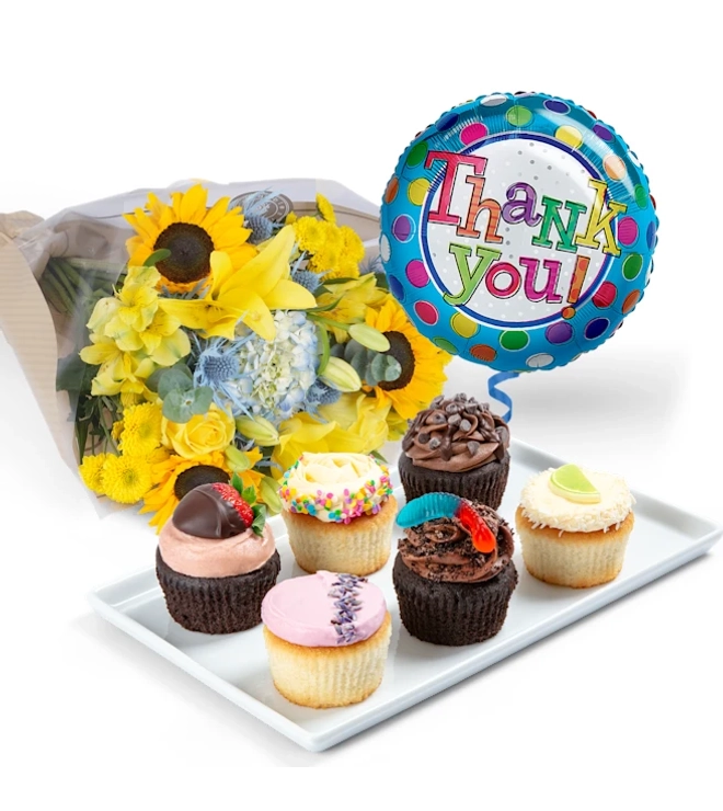 Cupcakes, Flowers & Balloon Gift Sets