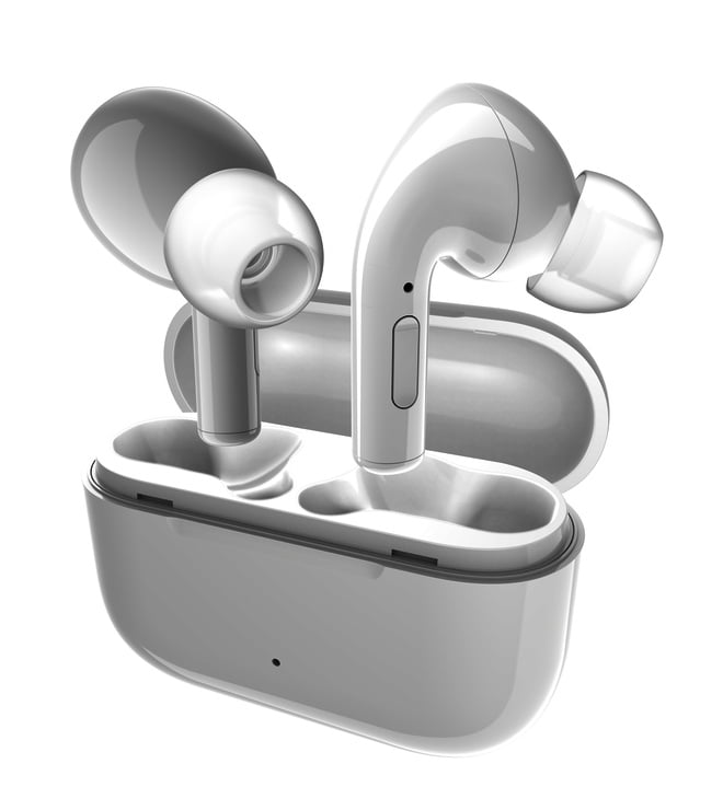 Wireless Earbuds with Mic and Charging Case - White