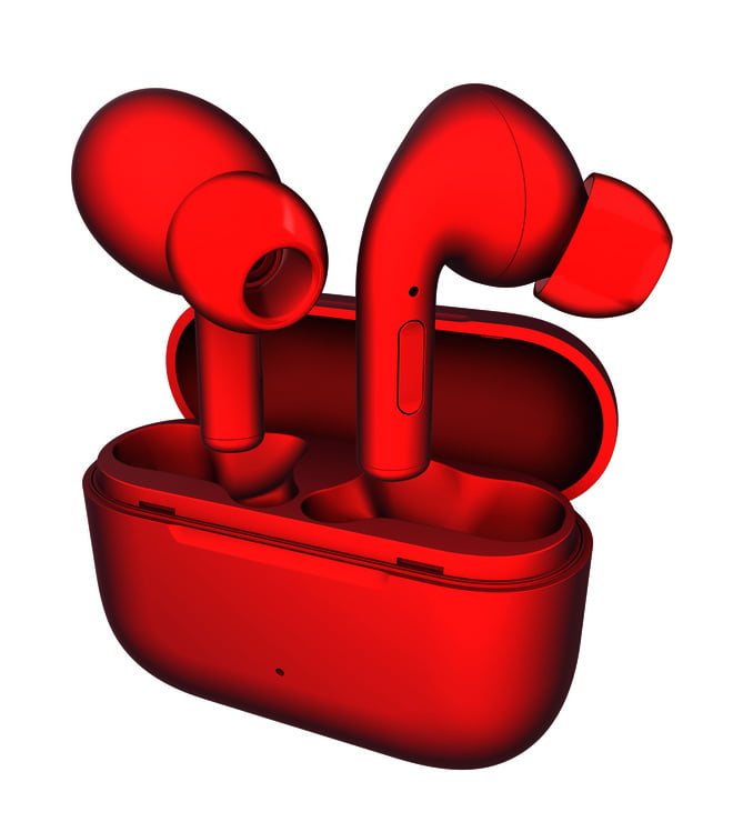 Wireless Earbuds with Mic and Charging Case - Red