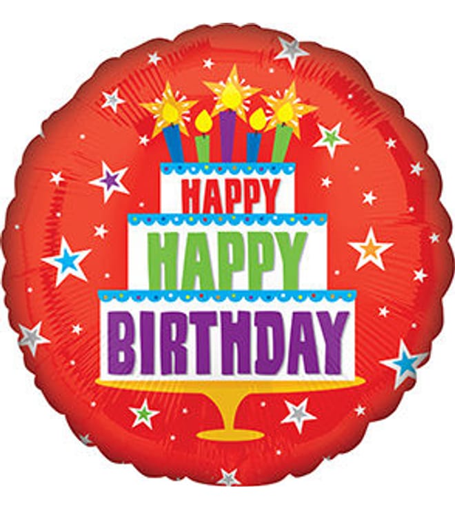 Happy Birthday Red Cake Balloon, 18in.