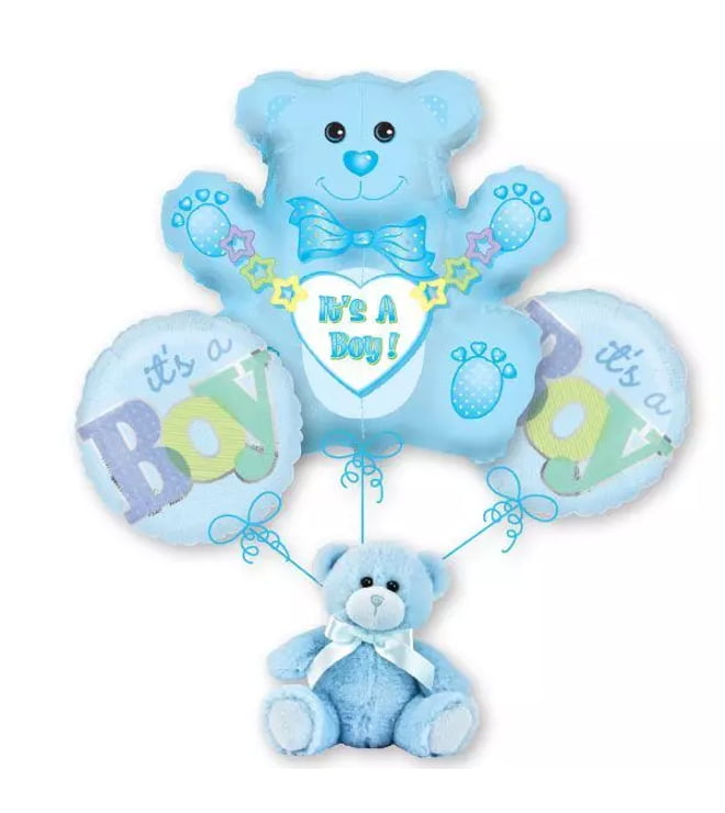 Baby Boy Teddy Bear Balloon Bouquet