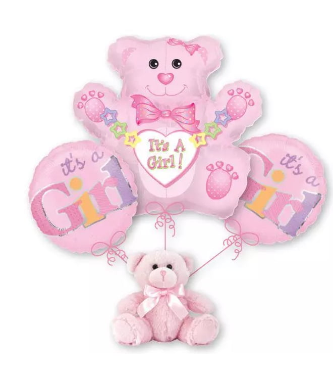 Baby Girl Teddy Bear Balloon Bouquet