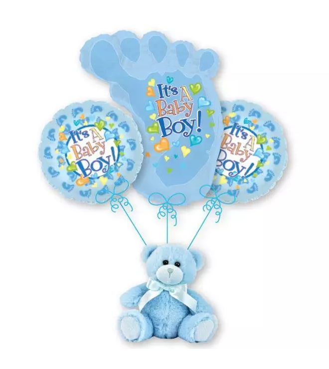 Baby Boy Footprint Balloon Bouquet