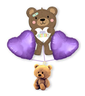 Feel Better Balloon Bouquet W/Brown Bear