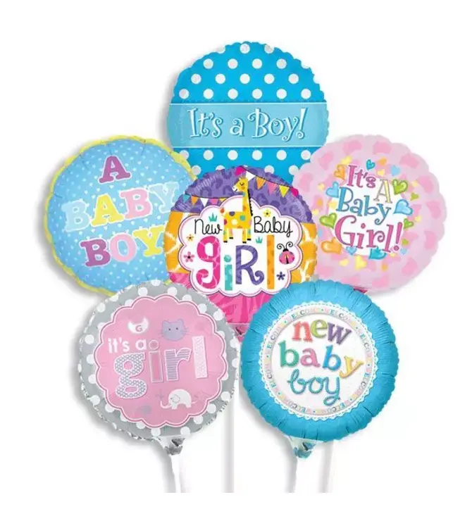 Mini Balloons On Sticks - 9 Inch - New Baby