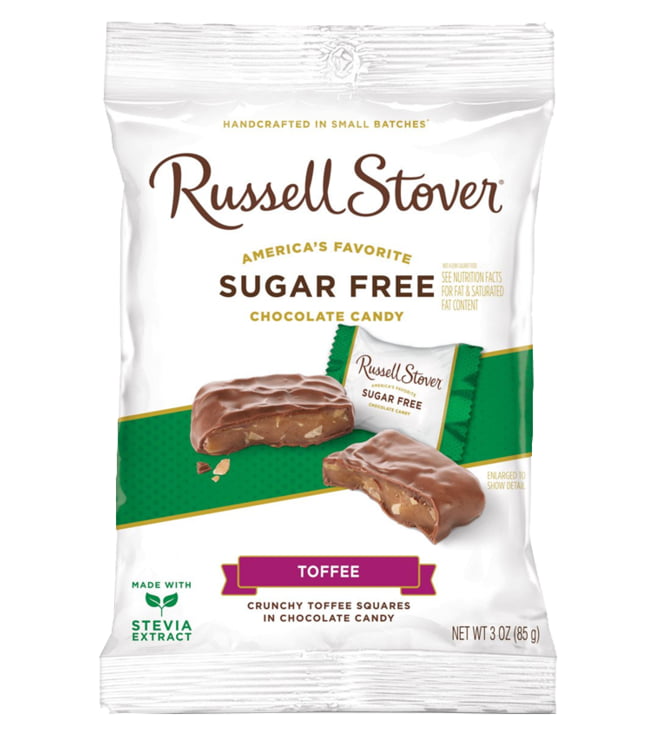 Russell Stover Sugar Free Toffee Squares Chocolate Candy Bag 3 oz