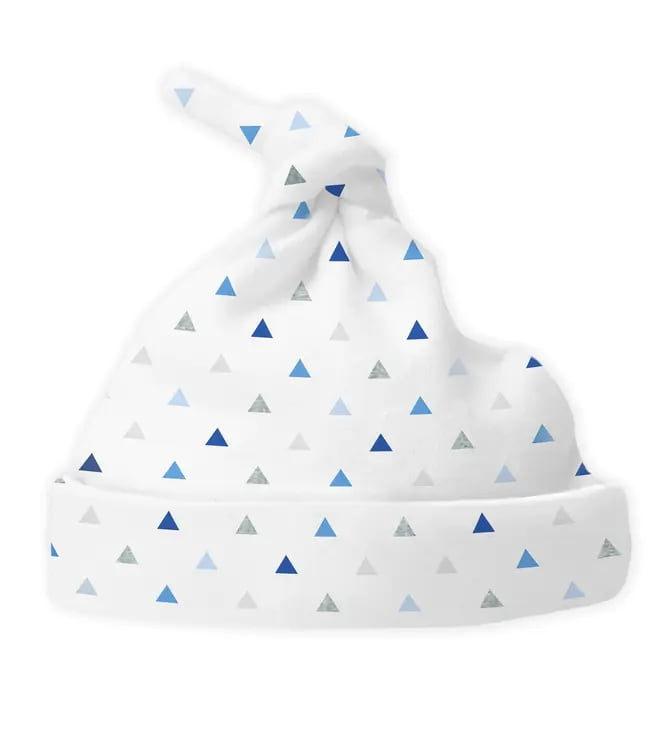 Knotted Hat Tiny Triangles Blue Newborn