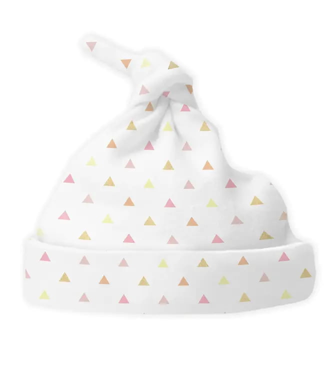 Knotted Hat Tiny Triangles Pink Newborn