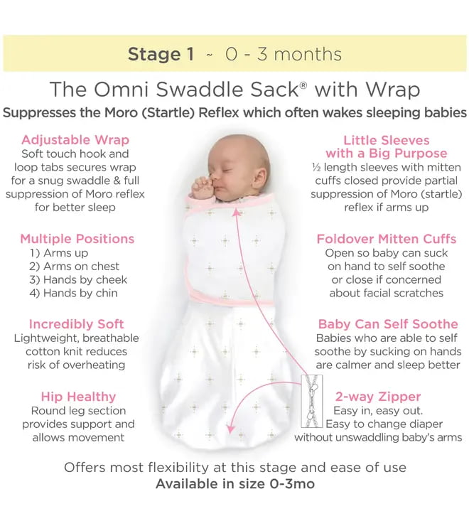 Omni Swaddle Sack With Arms Up Sleeves Heavenly Floral Small