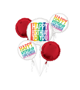 Happy Birthday Rainbow Wishes Foil Balloon Bouquet