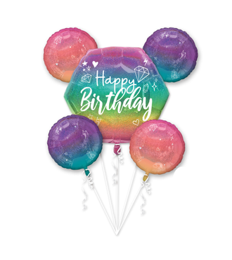Sparkle Birthday 5-Piece Foil Balloon Bouquet