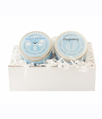 Its A Boy Pregnancy Candle and Baby Boys 1st Year Celebration Set