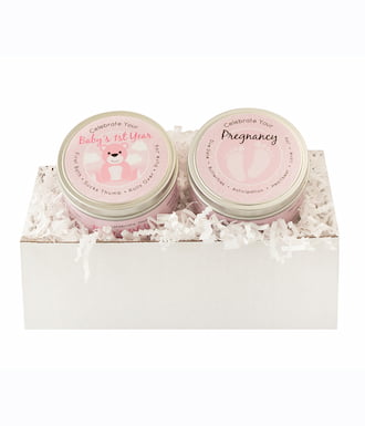 Its A Girl Pregnancy Candle and Baby Girls 1st Year Celebration Set