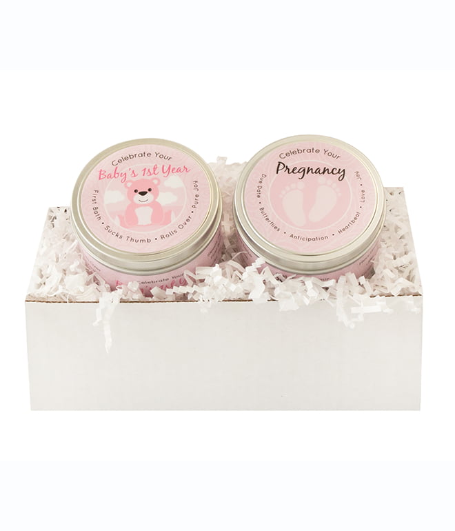 It's A Girl Pregnancy Candle and Baby Girl's 1st Year Celebration Set