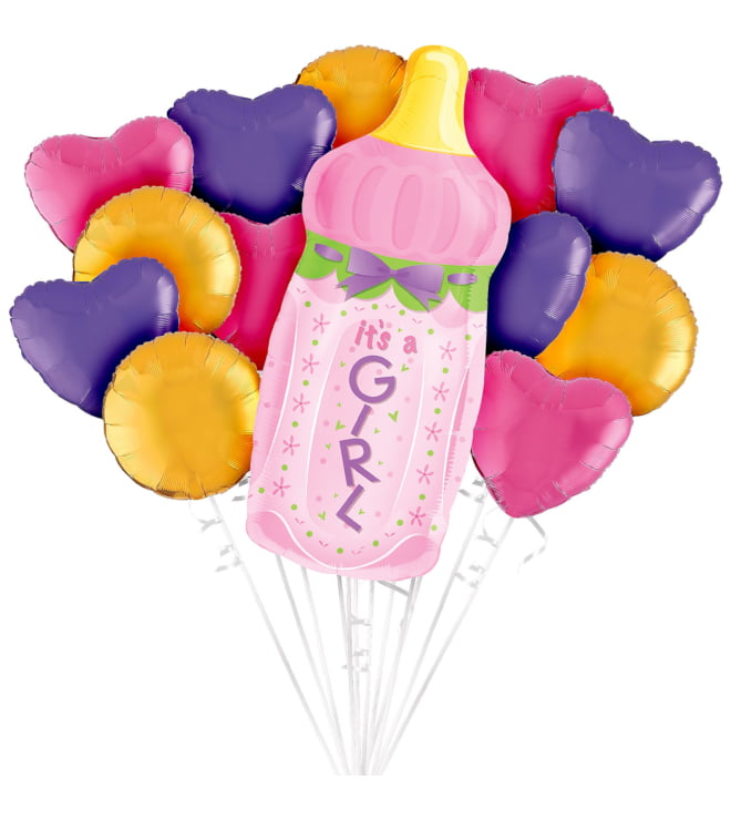 Baby Girl Bottle Balloon Bouquet