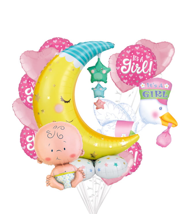Airloonz It's a Girl Balloon Bouquet, 14pc