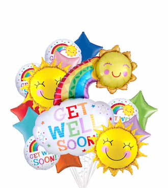 Rainbows, Stars & Sunshine Get Well Soon Balloon Bouquet, 15pc