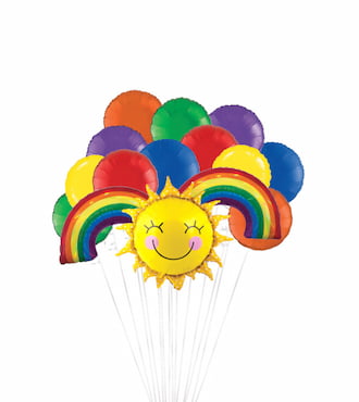 Rainbows & Sunshine Balloon Bouquet, 16pc
